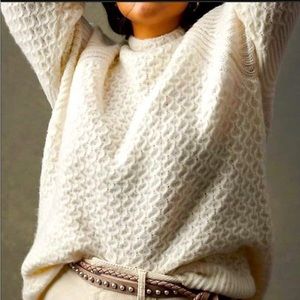 NWT Anthropologie Mock Neck Ivory Tunic Length Sweater